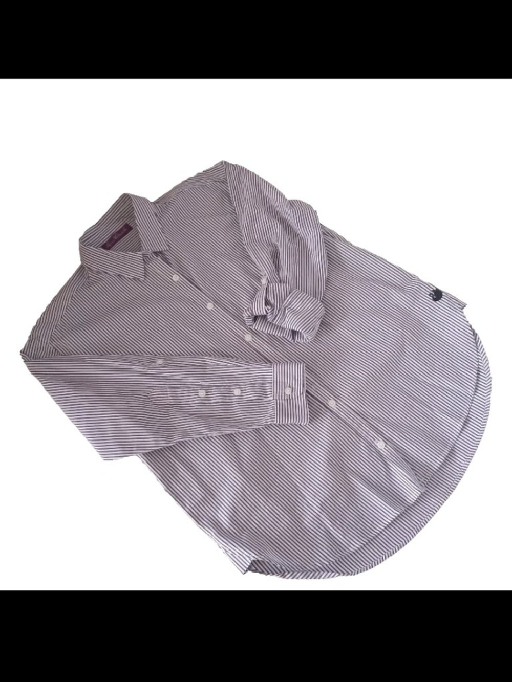 Gloria Vanderbilt Women's Top Sz S Blue White Striped Cotton Button Up Shirt